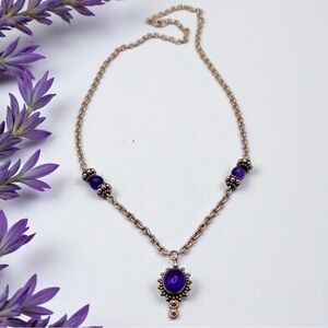 Vintage Handcrafted Sterling Silver and Amethyst Sunburst Necklace Signed